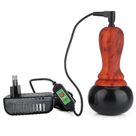 Elektrisk Gua Sha-massasjeapparat med varme steiner, naturlig Bianstone GuaSha-skraping for rygg, nakke, ansikt, muskelavslapning M US Plug B...