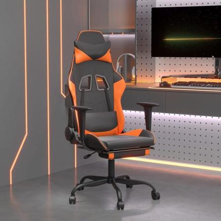 Vidaxl Gamingstol Med Fotstöd Svart Och Orange Konstläder Svart