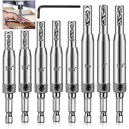 7-delt sentreringssenterborsett, selvjusterende hengselverktøy