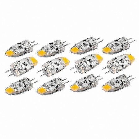 12-pak dæmpbare G4 LED-pærer 12V DC 1,5W 360° varm hvid erstatning for halogenlamper