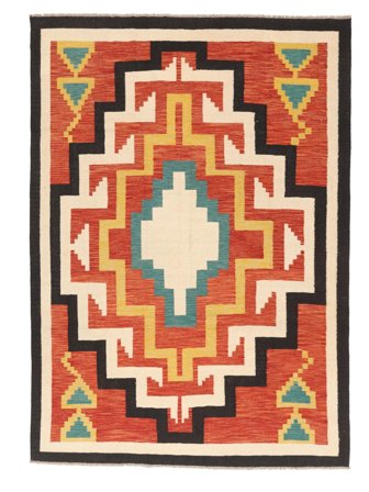 Tessuto A Mano Kilim Moderni Tappeto 206X294 Di Lana Beige/Rosso Scuro