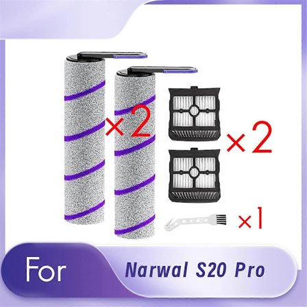 Til NARWAL S20 Pro ledningsfri våd- og tørstøvsuger 2 rullebørster og 2 filtre med 1 rengøringsbørste