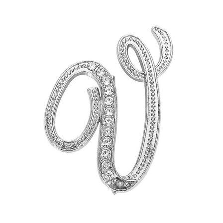 Bokstäver Pins Broscher Silver Plated Metal Broscher Pins-clear Crystal Initial Bröstnål(5st)