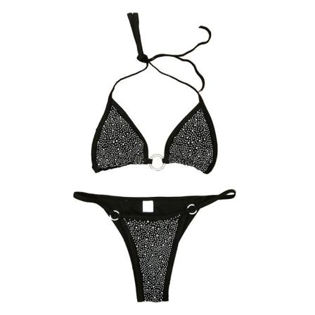 Glitterbikini för kvinnor Sexig baddräkt i två delar black
