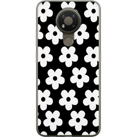 Yhteensopiva Puhelinkuori Nokia Nokia 3.4 Mustavalkoinen kukkakuvio minimalistisessa skandinaavisessa muotoilussa, jossa voimakas kontrasti ja ajaton