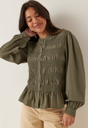 Happy Holly - Smock Blouse - Khaki green