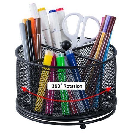 360° pyörivä musta kynäteline työpöydän järjestäjille