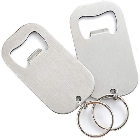 Sæt med 2 Flaskeåbnere i Rustfrit Stål med Nøglering til Bartender Sølv