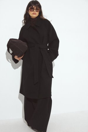 NA-KD Belted Coat - Frakker - Sort - EU 32