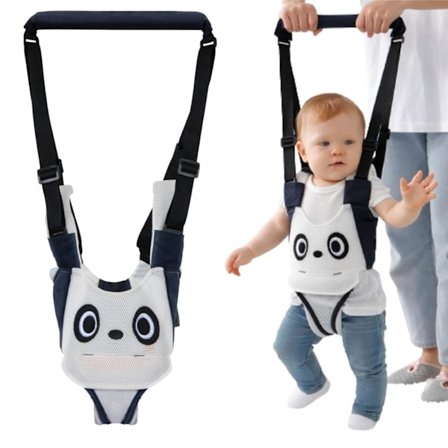 Baby Gåsele, Håndholdt Gåhjelp for Barn med instruksjoner for 7-24 Måneder (Pustende Mørkeblå Panda)