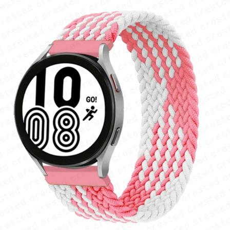 Flätad Solo Loop För Samsung Galaxy watch 4/5/6/44mm 40mm/klassisk rem 46 42mm/aktiv 2/Gear S3 armband 22mm 20mm Watch Band white pink XS