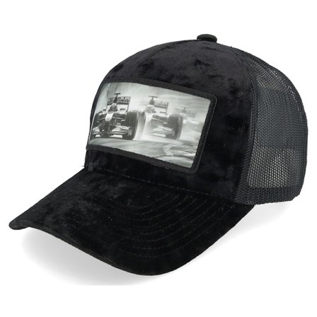 Calza Pennello - Schwarz Trucker Cap - Formula Racing Cars Velvet Black A-Frame Trucker @ Hatstore