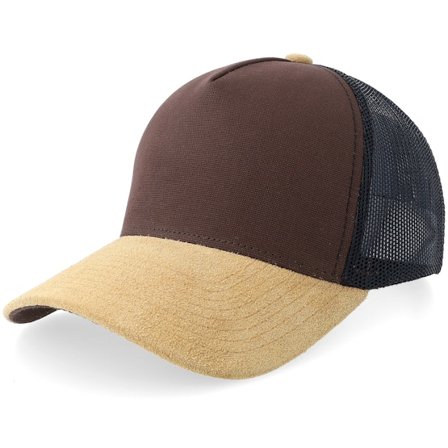 Equip - Brown Canvas/Wheat Suede A-frame Trucker Trucker Brown Cap - @ Hatstore