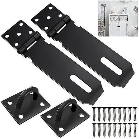 2 stk. Dørhengsellås i rustfritt stål, 5 tommers sikkerhetshengsle og krampe, kraftig skurlås, dørlås, bolt, portlås JHZ