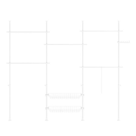 SoBuy hvidt stående tøjstativ med 2 hylder 331.8x37x295cm, funktionel KLS04-II-W