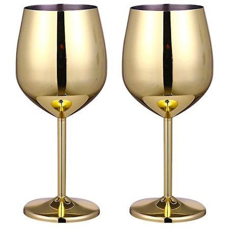 2 st rostfria vinglas - Okrossbara vinglas för resor, camping och pool, 500 ml