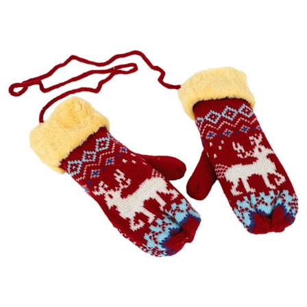 Julehansker, Vinter Kvinner Print Dobbeltlag Hold Varme Hansker, Nydelige Vinter Kvinner Hansker for Kvinner & Menn Julefest