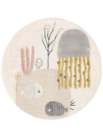 Kids Rug Animal Octo Pink Round Small Oeko-Tex