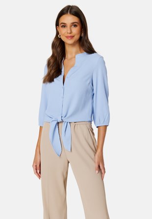 Happy Holly Linn ss knot blouse Light blue Klær