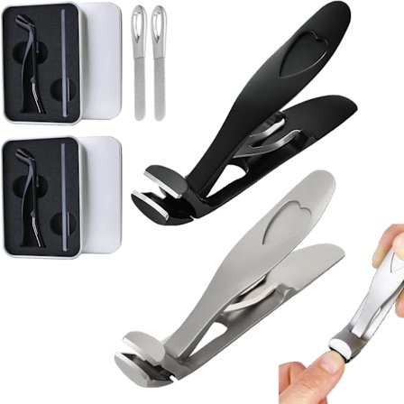 Paksujen varpaankynttien leikkuri, ergonomisesti kulmikas pää Senior varpaankynttien leikkuri, Shirem Nail Clipper Black+Silver