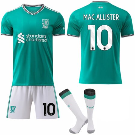 25-26 Liverpool Football Club Bortedrakt NO.10 MAC ALLISTER Draksett Barn Voksen Fotballutstyr med Sokker