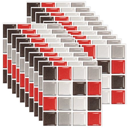 40 stk. mosaikkflisoverføring for hjemmeinnredning, skrell og lim selvklebende flisdekal, vanntett backsplash-flisklistremerke for kjøkken og bad, 