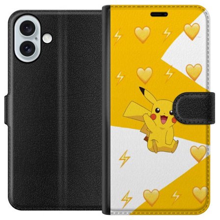 Kompatibelt Lommeboketui til Apple Apple iPhone 16 Plus Pikachu Pokémon Spillfigur Spillmotiv Populært Ikon Tegneserieserie Pokémon GO Barnas Klass