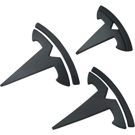 3-pakkaus Tesla Model 3 -auton ohjauspyörän logotarrat (mattamusta)