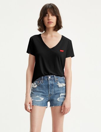 Levi's Perfect Vneck Caviar Jersey - Black - M
