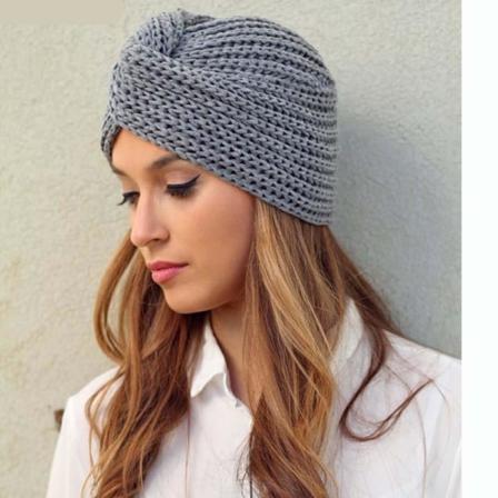 Stickad Mössa Turban Perfekt För Vinter Höst Trend 2022 Grey One Size
