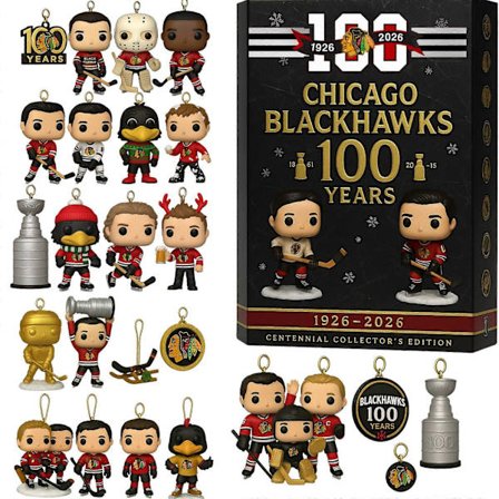 Chicago Blackhawks 100 års jubilæum Blind Box - Nedtællings juletræsdekoration, akryl vedhængs ornament