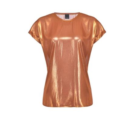 Pinko Metallic Effect T-Shirt Orange, Dame T-shirts