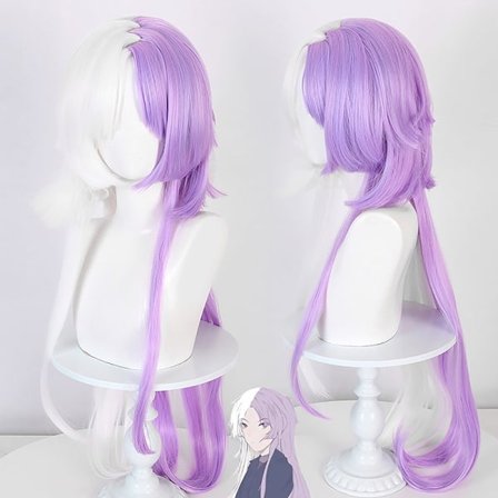 Anime Bungou Stray Dogs Sigma Cosplay Peruk Lång Vit Lila He