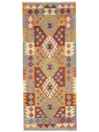 Tissé À La Main Kilim Afghan Old Style Tapis 84X203 De Laine Petit