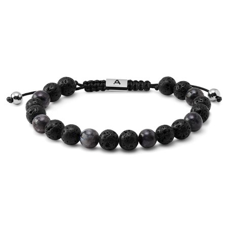 Sanatio | Pulseira de Pedras de Lava e Labradorite Preto de 8 mm para homens - Pulseiras de contas