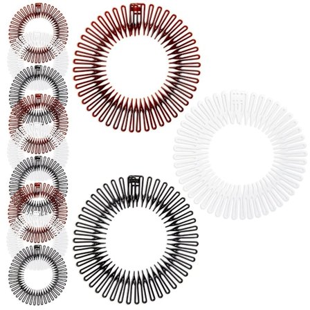12-pack 3 Assorterade Färger Zig Zag Stil Cirkel Hårband med Tänder för Kvinnors Hårtillbehör.