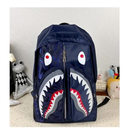 Creative Shark Print Skolväska Student Pojkar och Flickor Rolig Axelväska Vattentät ryggsäck Unisex skolväska Blue