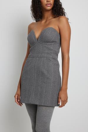 Josefine HJ x NA-KD Robe en tweed - Josefine HJ x NA-KD - Gris - EU 44