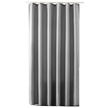 Bruseforhæng i linnedlook, vandtæt kraftigt badeværelsesforhæng med vægtet søm til badekar og brusebad, rustfrie øjer, krølfri grå