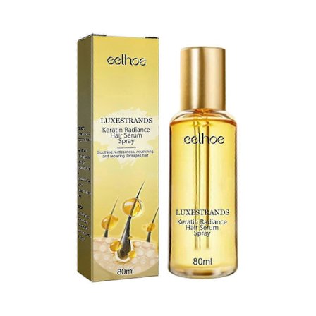 Keratin Radiance Hair Serum Spray - Dyp fuktighetsbehandling for å kontrollere krus og reparere hår, 80 ml