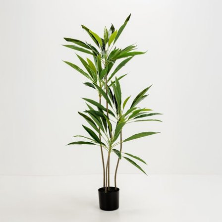 Tekopuu, 120 cm, vihreä PVC, musta ruukku