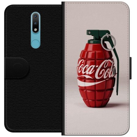 Kompatibelt Plånboksfodral till Nokia Nokia 2.4 Konstnärlig illustration av Coca Cola granat i rött och grönt, pop art inspirerat motiv med lekful