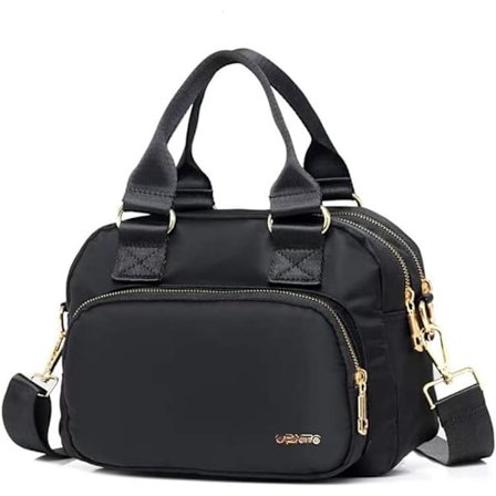 Skuldertasker til kvinder, vandtætte multi-lommepunge og crossbody-tasker, multifunktionel letvægtstaske i nylon Oxford med høj densitet (sort)