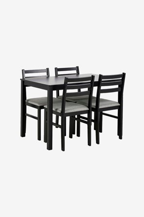 NORDFORM - Alicante rektangulært spisebordssæt med bord og 4 stole, 110x70x74,5 cm - Sort - Spisegrupper - Fra Homeroom
