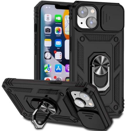 iPhone 14 Skal Ringhållare Kickstand - Svart