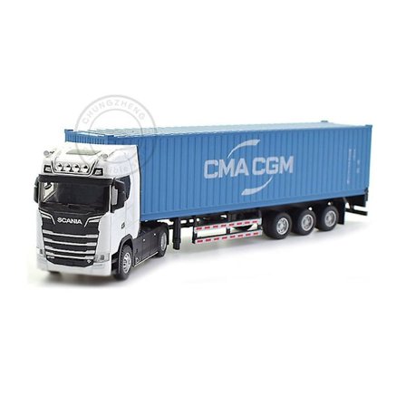 1:36 skala støpt modell lastebil leketøy S730 traktor med container semitrailer trekk tilbake lyd og lys leketøy 1:36 skala støpt modell lastebil 