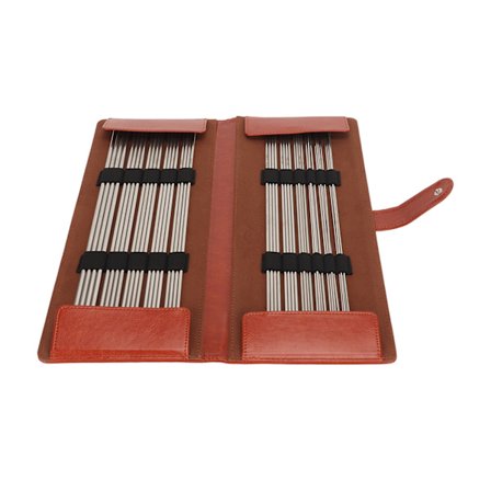 44 stk strikkepinner i assorterte størrelser rustfritt stål glattende ergonomiske metallstrikkepinner sett med veske for håndverk