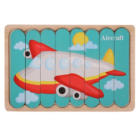 Dobbeltsidig puslespillstripe i tre, form, pedagogisk læringsleketøy