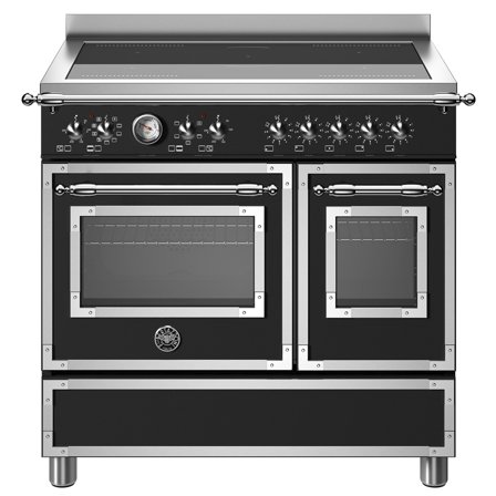 Bertazzoni HER95I2ENET Heritage induktionskomfur med dobbeltovn, 90 cm, mat sort - Matsort, pantone process black c | KitchenOne
