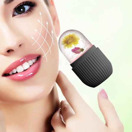 Jääkasvorulla Kylmä jäämuotti Silikoni Uudelleenkäytettävä kasvohoitoon DIY kasvonaamio Musta raidallinen